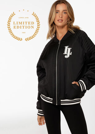 Double Time Quilted Bomber Jacket, Black, hi-res